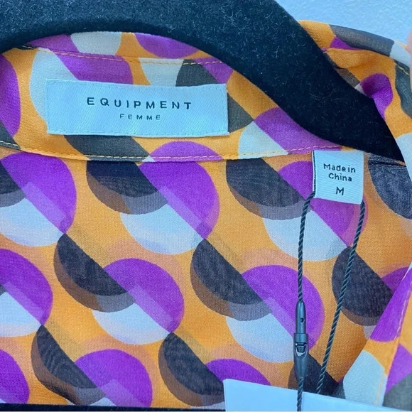 NWT Equipment FEMME Nanine tangerne MLT Sz Medium 100% Silk - Picture 6 of 8